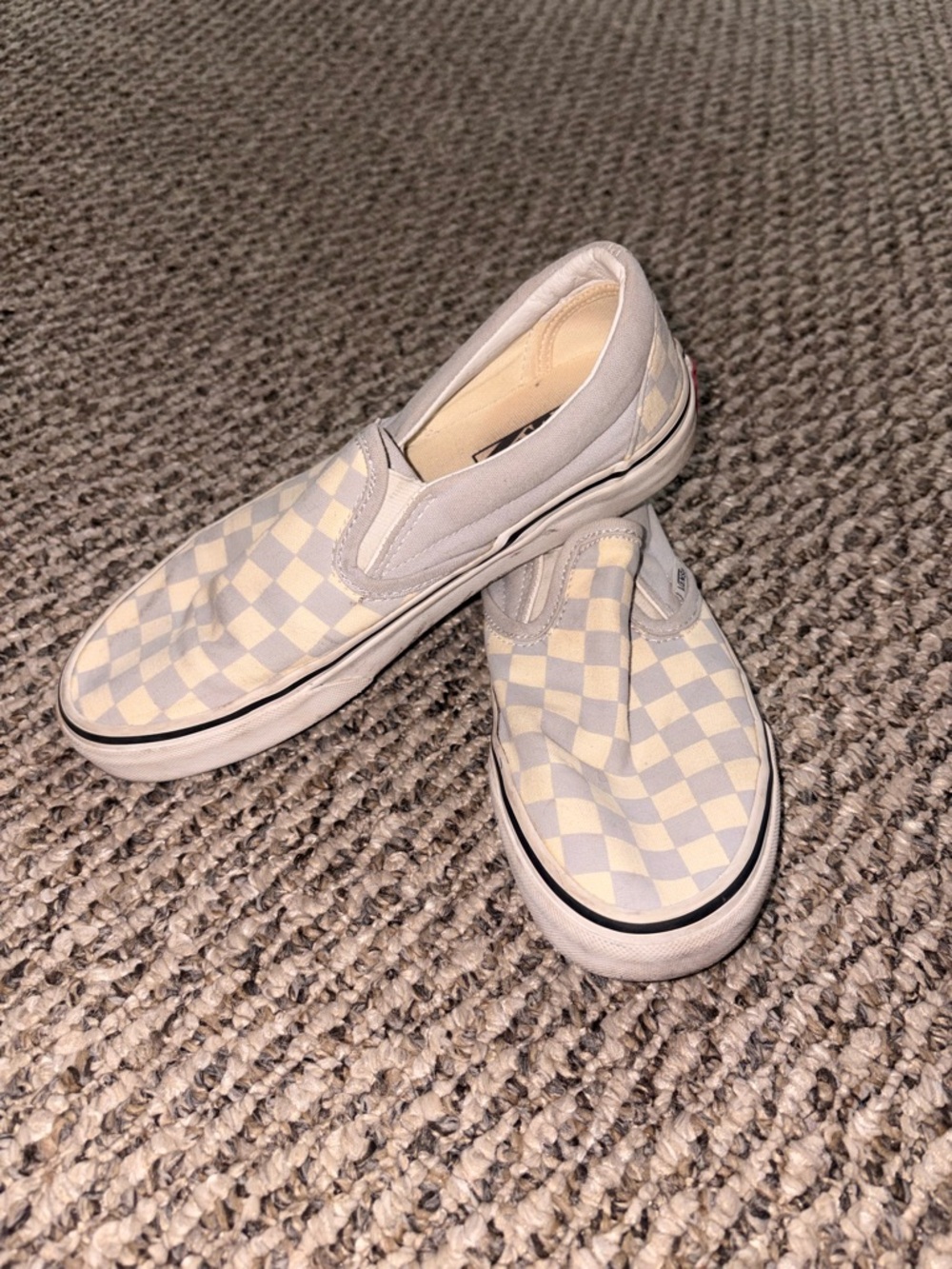 Vans Checkered Slip-On Sneakers - Cream & Light Gray